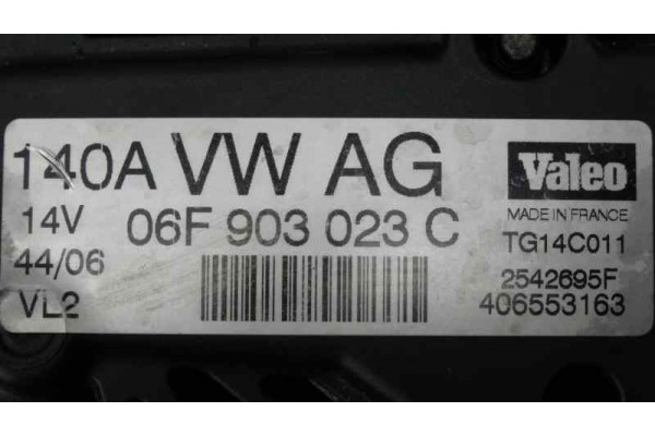 ALTERNADOR| VOLKSWAGEN- 2.0 TDI 16V 140CV 1968CC|06F903023C 2542695F - 2003