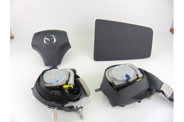 KIT AIRBAG| MAZDA- 2.0 DI 121CV 1998CC|INCLUYE AIRBAG CONDUCTOR 2 CONECTORES AIRBAG ACOMPAÑANTE 2 CONECTORES Y 2 CINTURONES PRET